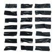 © Ihor - Realistic black glossy insulating tape strip set. Duct tape pieces collection. Sticky scotch isolated on white background. Vector