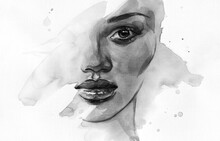African American Woman. Illustration. Watercolor Painting
