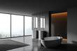 © ImageFlow - Loft grey and wooden bathroom corner