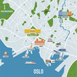 A city map of Oslo Norway with famous landmarks and tourist attractions