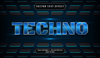 Wall Mural - 3D Techno Text effect, Editable Text Style