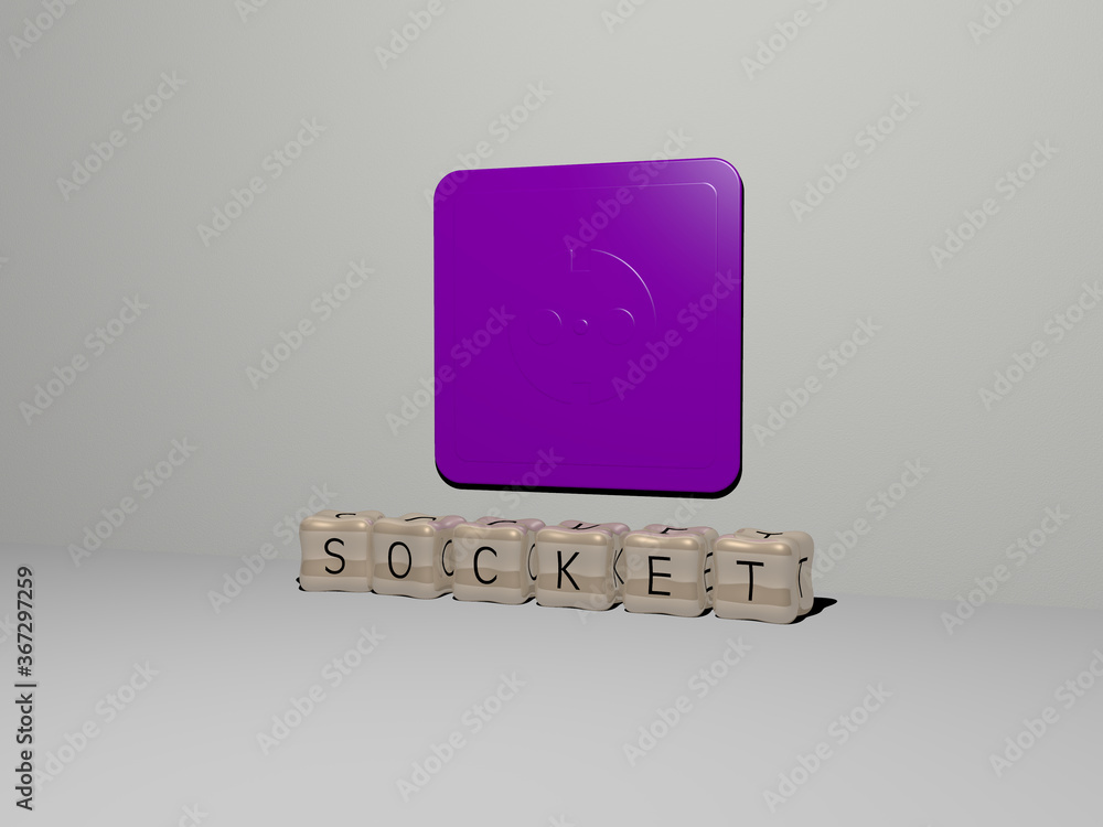 3D graphical image of socket vertically along with text built by ...