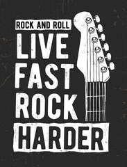 Wall Mural - Rock festival poster. Rock and Roll sign. Music Slogan graphic for t shirt.