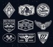 Set of vintage motorcycle labels, badges, logos and design elements.for t shirt and other uses.
