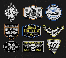 Wall Mural - set of vintage motorcycle labels, badges, logos and design elements.for t shirt and other uses.