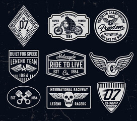 Wall Mural - Set of vintage motorcycle labels, badges, logos and design elements.for t shirt and other uses.