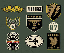 Set Of Military And Army Badge And Patches Typography, For T Shirt And Other Uses.