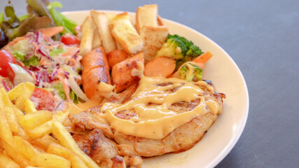 Wall Mural - Steak Salad and French fried