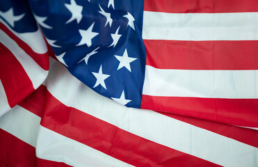 America Flag on wooden Background.