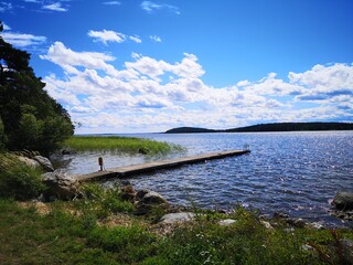 Nice calm nature motive by lake in Enköping.Place called Härjarö. Province Uppsala in sweden.