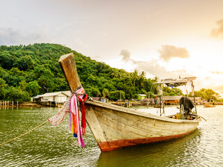 Wall Mural - Thai Long tail fishing boat