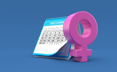 Poster - Female gender symbol with calendar