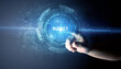 © ra2 studio - Hand touching BUDGET button, modern business technology concept