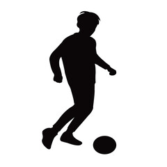 Poster - a boy playng football, silhouette vector