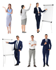 Canvas Print - Collage with photos of business trainers on white background