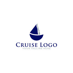 Ship and Boat Helm Steering Wheel on The Wave Water Ocean Logo Symbol.