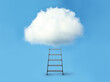 © New Africa - Stepladder with cloud on blue background. Conceptual design
