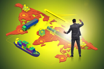 Wall Mural - Global logistics concept with businessman