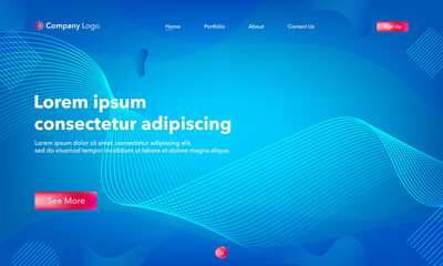Asbtract background website Landing Page. Template for websites, or apps. Modern design.Blue. Abstract vector style.