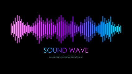 Leinwandbilder - Pink purple and blue music sound wave. Colorful modern equalizer. Vector illustration.