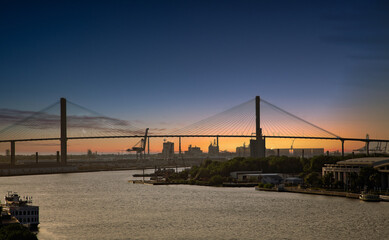 Fototapete - The Sydney Lanier Bridge across the Savannah River
