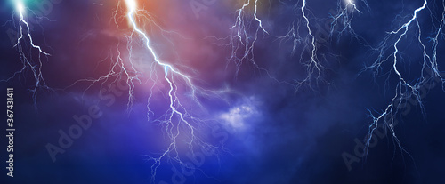 Fotomural Lightning, thunder cloud dark cloudy sky