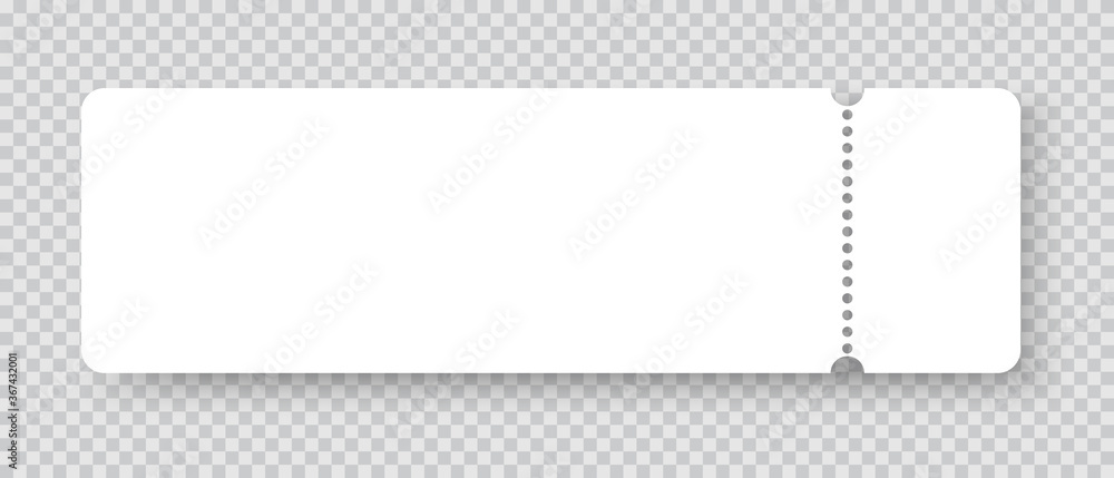 White blank ticket mockup realistic vector template isolated on gray ...