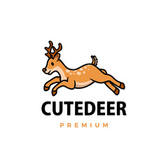 Sticker - cute deer cartoon logo vector icon illustration