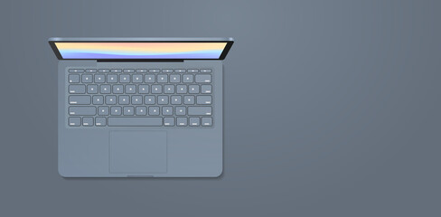 Wall Mural - modern laptop with keyboard and colored screen realistic mockup gadgets and devices concept horizont