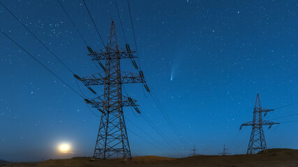 Wall Mural - neowise comet c/2020 f3 (neowise) on starry sky