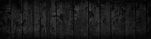 Abstract Black White Grunge Background. Banner With Old Shabby Wooden Texture. Black Vintage Boards Background.