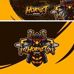 Wall Mural - japanese samurai hornet/bee premium mascot logo template