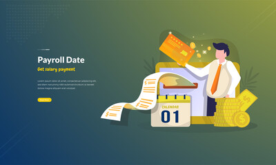 People get salary payment for business concept, Payroll date illustration concept