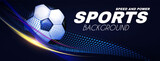 Fototapeta Sport - Soccer sport background. 3D realistic ball with light effect.