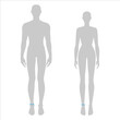 © Vectoressa - Women and men to do high ankle measurement fashion Illustration for size chart. 7.5 head size girl and boy for site or online shop. Human body infographic template for clothes.