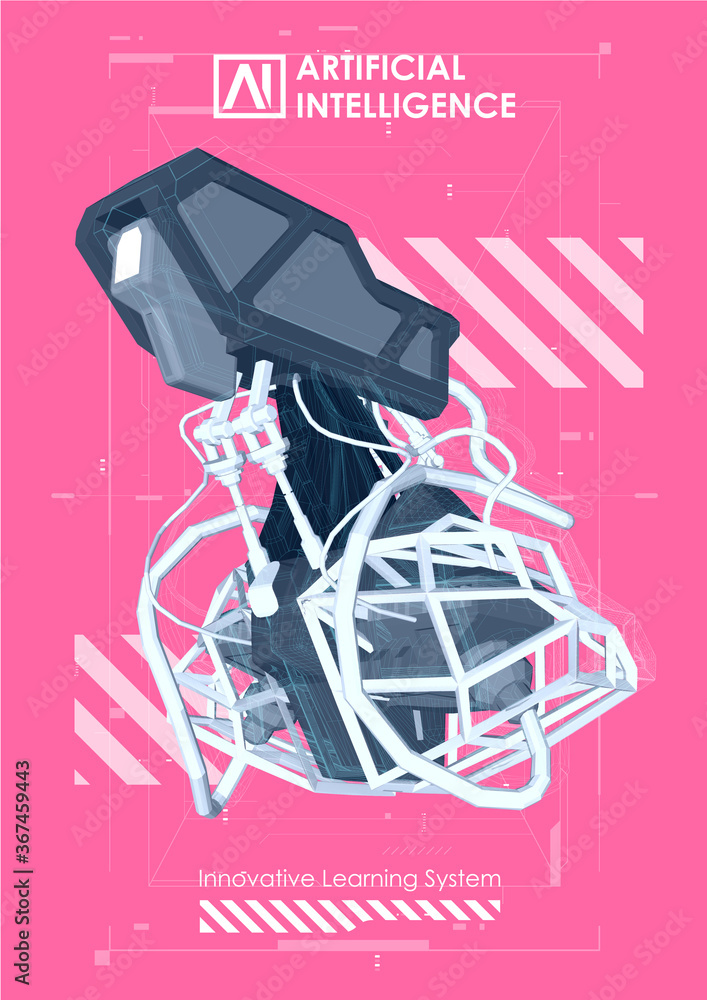 Robot With Artificial Intelligence Working With Virtual Interface Big Data Ai Concept Robot Robot With Artificial Intelligence Working With Virtual Interface Big Data Ai Concept Robot
