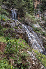 Sticker - Waterfall near Monastery of Our Lady of Qannoubine in Kadisha Valley also spelled as Qadisha in Lebanon