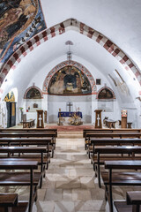 Canvas Print - Interior of church in Monastery of Our Lady of Qannoubine in Kadisha Valley also spelled as Qadisha in Lebanon