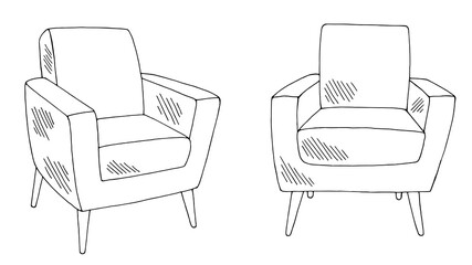 Armchair graphic black white isolated sketch illustration vector