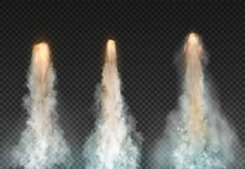 Space Rocket Bomb Smoke Isolated On Transparent Background. Vector Illustration
