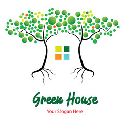 Wall Mural - Vector logo green house design in eps 10. Simple template and ready to use.