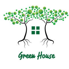 Wall Mural - Vector logo green house design in eps 10. Simple template and ready to use.