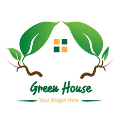 Wall Mural - Vector logo green house design in eps 10. Simple template and ready to use.