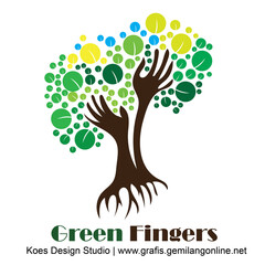 Wall Mural - Vector logo green fingers design in eps 10. Simple template and ready to use.