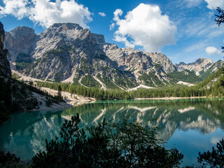 Pragser Wildsee in the Dolomites, South Tyrol