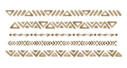 watercolor ethnic border. geometric elements. abstract folklore ornament. striped pattern in aztec s