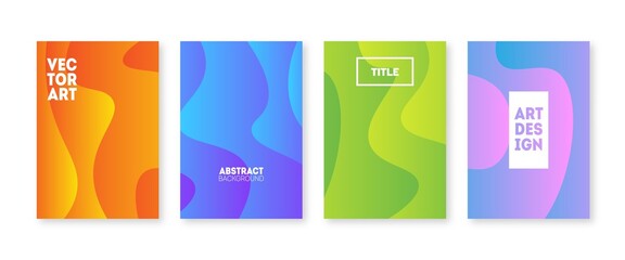 Wall Mural - minimal covers design set. wavy line and fluid colorful gradient