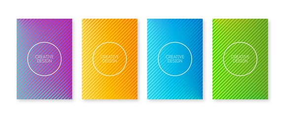 Wall Mural - trendy minimal new cover collection. geometric lines and colorful gradient.