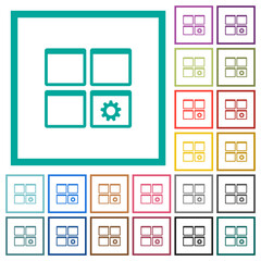 Poster - Dashboard settings flat color icons with quadrant frames