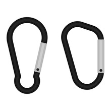 Different Carabiner Isolated On White Background Background. Vector Illustration